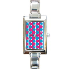 Pink And Bluedots Pattern Rectangle Italian Charm Watch by BangZart