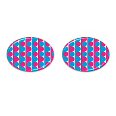 Pink And Bluedots Pattern Cufflinks (oval) by BangZart