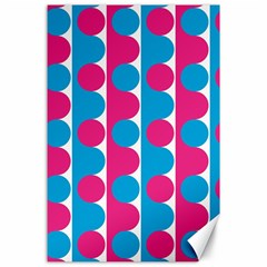 Pink And Bluedots Pattern Canvas 24  X 36  by BangZart