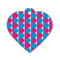 Pink And Bluedots Pattern Dog Tag Heart (one Side) by BangZart