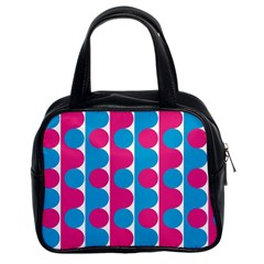 Pink And Bluedots Pattern Classic Handbags (2 Sides) by BangZart