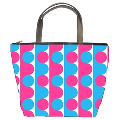 Pink And Bluedots Pattern Bucket Bags by BangZart