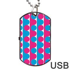 Pink And Bluedots Pattern Dog Tag Usb Flash (two Sides) by BangZart