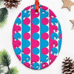 Pink And Bluedots Pattern Oval Filigree Ornament (two Sides) by BangZart