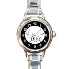 Pig Logo Round Italian Charm Watch by BangZart