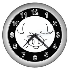 Pig Logo Wall Clocks (silver)  by BangZart