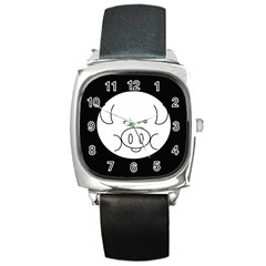 Pig Logo Square Metal Watch