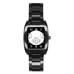 Pig Logo Stainless Steel Barrel Watch