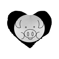 Pig Logo Standard 16  Premium Flano Heart Shape Cushions by BangZart