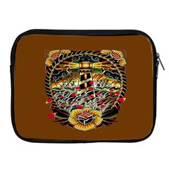 Tattoo Art Print Traditional Artwork Lighthouse Wave Apple Ipad 2/3/4 Zipper Cases by BangZart