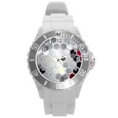 Honeycomb Pattern Round Plastic Sport Watch (l) by BangZart