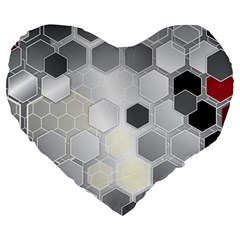 Honeycomb Pattern Large 19  Premium Heart Shape Cushions by BangZart