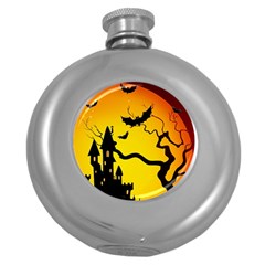 Halloween Night Terrors Round Hip Flask (5 Oz) by BangZart