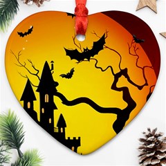 Halloween Night Terrors Heart Ornament (two Sides) by BangZart