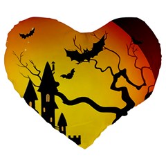 Halloween Night Terrors Large 19  Premium Heart Shape Cushions by BangZart