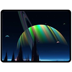 Planets In Space Stars Fleece Blanket (large)  by BangZart