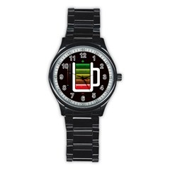 Black Energy Battery Life Stainless Steel Round Watch by BangZart