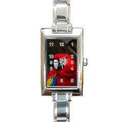 Scarlet Macaw Bird Rectangle Italian Charm Watch by BangZart