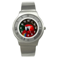 Scarlet Macaw Bird Stainless Steel Watch by BangZart