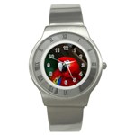 Scarlet Macaw Bird Stainless Steel Watch Front