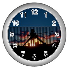 Art Sunset Anime Afternoon Wall Clocks (silver)  by BangZart