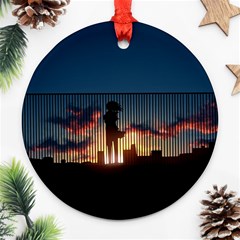 Art Sunset Anime Afternoon Round Ornament (two Sides) by BangZart