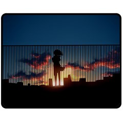 Art Sunset Anime Afternoon Double Sided Fleece Blanket (medium)  by BangZart