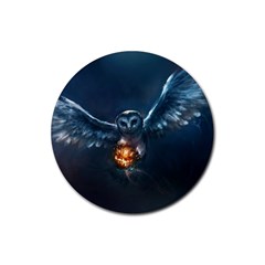 Owl And Fire Ball Rubber Coaster (round)  by BangZart