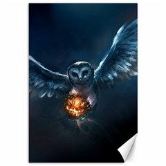 Owl And Fire Ball Canvas 12  X 18   by BangZart