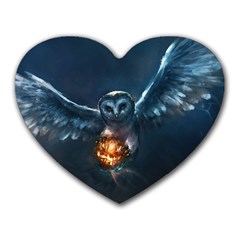 Owl And Fire Ball Heart Mousepads by BangZart