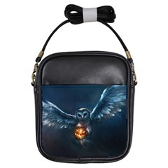 Owl And Fire Ball Girls Sling Bags by BangZart