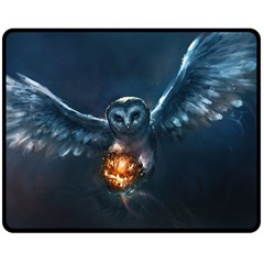 Owl And Fire Ball Fleece Blanket (medium) 