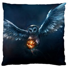 Owl And Fire Ball Large Cushion Case (one Side) by BangZart