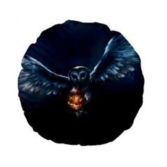 Owl And Fire Ball Standard 15  Premium Flano Round Cushions by BangZart