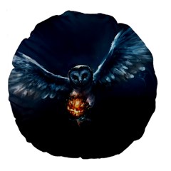 Owl And Fire Ball Large 18  Premium Flano Round Cushions by BangZart