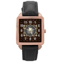 Coffee House Rose Gold Leather Watch  by BangZart