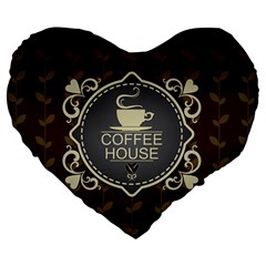 Coffee House Large 19  Premium Flano Heart Shape Cushions by BangZart