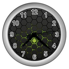 Green Android Honeycomb Gree Wall Clocks (Silver) 