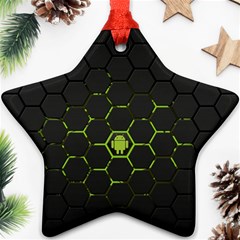 Green Android Honeycomb Gree Star Ornament (Two Sides)