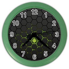 Green Android Honeycomb Gree Color Wall Clocks