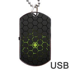 Green Android Honeycomb Gree Dog Tag USB Flash (One Side)