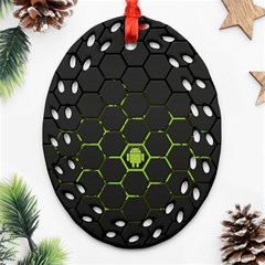 Green Android Honeycomb Gree Ornament (Oval Filigree)