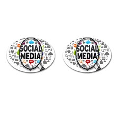 Social Media Computer Internet Typography Text Poster Cufflinks (oval) by BangZart