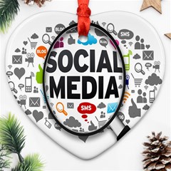 Social Media Computer Internet Typography Text Poster Heart Ornament (two Sides) by BangZart