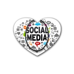 Social Media Computer Internet Typography Text Poster Heart Coaster (4 Pack)  by BangZart