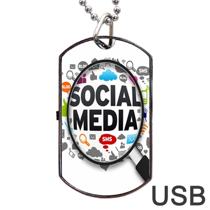 Social Media Computer Internet Typography Text Poster Dog Tag USB Flash (Two Sides)