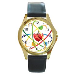 Love Round Gold Metal Watch