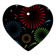 Fireworks With Star Vector Heart Ornament (two Sides) by BangZart