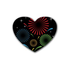 Fireworks With Star Vector Rubber Coaster (heart)  by BangZart