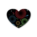 Fireworks With Star Vector Rubber Coaster (Heart)  Front